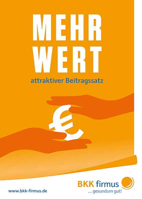 Zwei orangefarbene Zeiger tauschen ein weißes Euro-Symbol auf einem gelben Hintergrund mit Farbverlauf und deutschem Text aus.