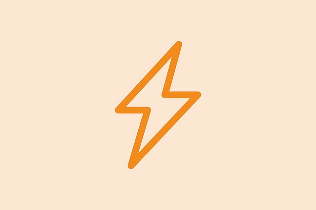 Ein schlichtes orangefarbenes Blitzsymbol auf hellbeigem Hintergrund.