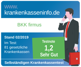 Note 1,2 im großen Krankenkassen-Test für Selbstständige 2019