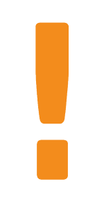 Ein orangefarbenes Ausrufezeichen auf hellgrauem Hintergrund.