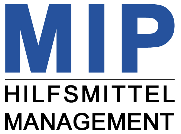 Blaues MIP über schwarzem Hilfsmittel Management Text, getrennt durch eine schwarze Linie auf weißem Hintergrund.